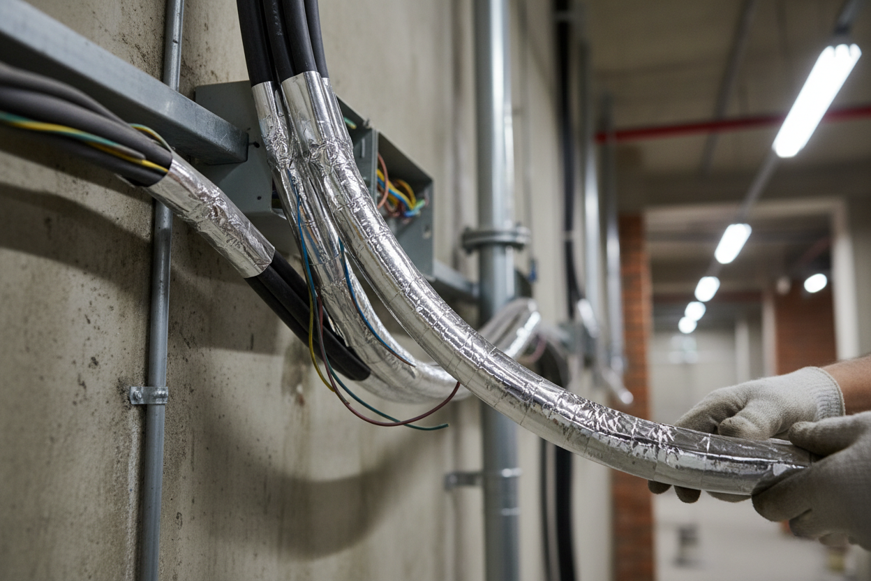 Cable insulation with aluminum foil tape